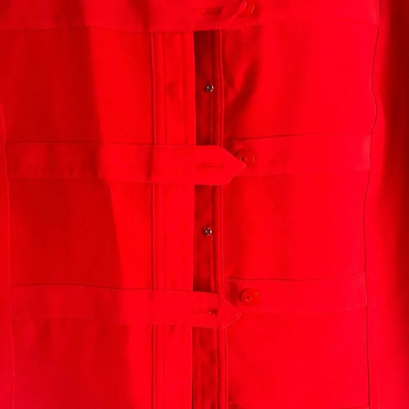 Kathy Che Stretch‎ Power Red 1/2 Sleeve Tab Button Front Blouse Sz 14 - Picture 5 of 9